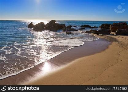 Cala Les Sirenes beach playa in Miami-Platja of Tarragona at Costa Dorada of Catalonia