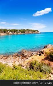 Cala Llenya in Ibiza with turquoise water in Balearic islands
