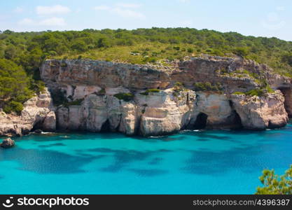 Cala Macarella Ciudadela Menorca turquoise Mediterranean sea in Balearic islands