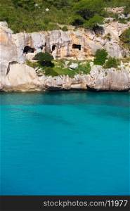 Cala Macarella Ciutadella Menorca turquoise Mediterranean sea in Balearic islands