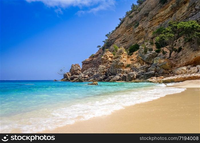 Cala Mariolu beach in the Golf of Orosei, Sardinia, Italy. Cala Mariolu beach in Orosei Golf, Sardinia, Italy