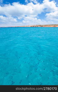Cala Saona beach in formentera with fishes in clear turquoise water