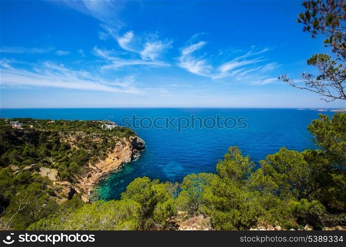 cala Vedella Vadella Ibiza island with Mediterranean sea in Balearic Islands
