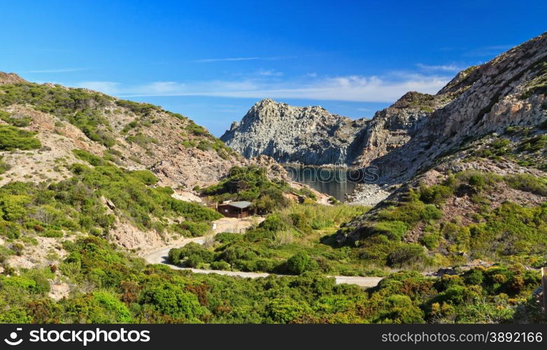 Calafico bay in San Pietro island, Sardinia, Italy