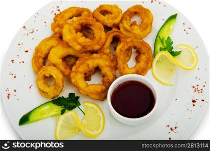 Calamari rings in the plate