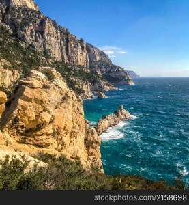Calanques seascape and mountains, creeks of marseille, France. Calanques, creeks of marseille