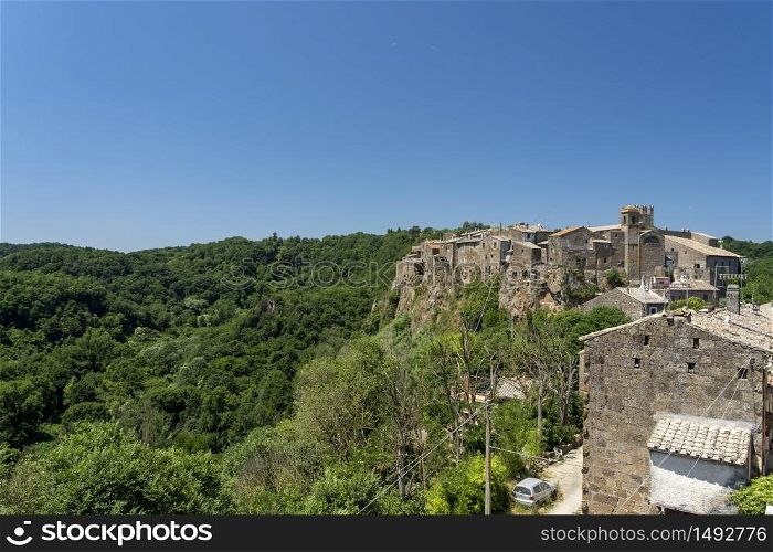 Calcata, Rome, Lazio, Italy: panoramic view of the medieval village