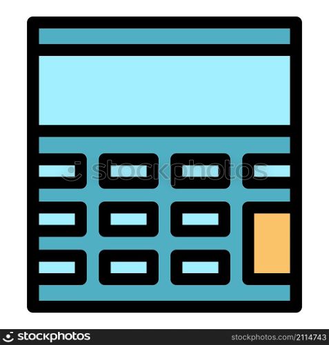 Calculating device icon. Outline calculating device vector icon color flat isolated. Calculating device icon color outline vector