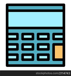Calculating device icon. Outline calculating device vector icon color flat isolated. Calculating device icon color outline vector