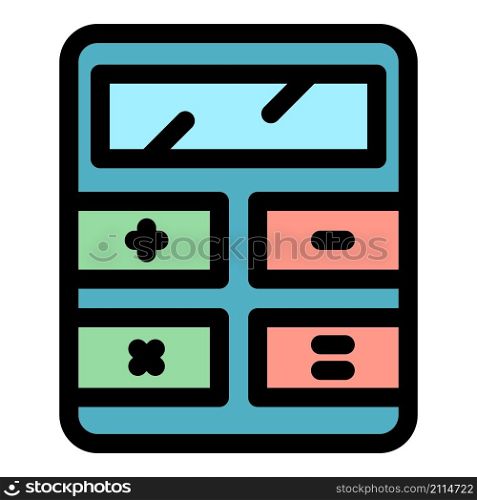 Calculator device icon. Outline calculator device vector icon color flat isolated. Calculator device icon color outline vector