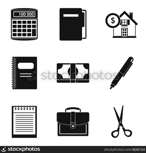 Calculator icons set. Simple set of 9 calculator vector icons for web isolated on white background. Calculator icons set, simple style