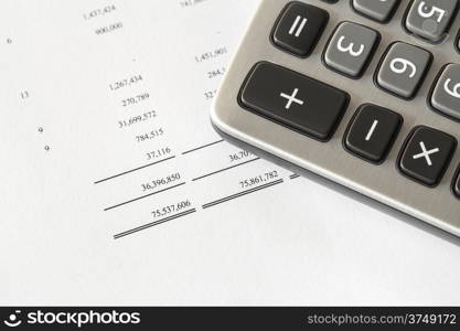 Calculator on finance statement