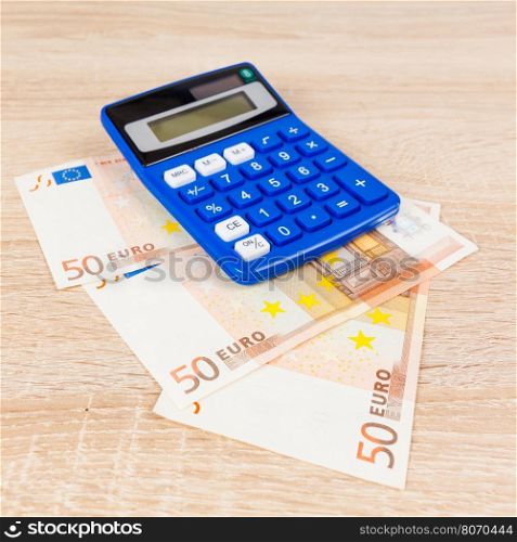 Calculator on the Euro. Accounting concept. Saving money