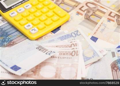 Calculator with Euro notes