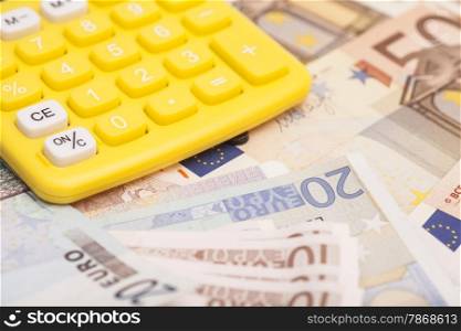 Calculator with Euro notes