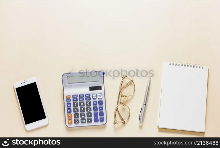 calculator with smartphone table