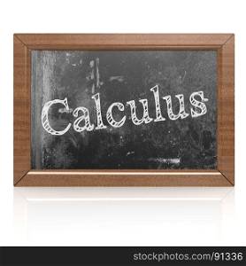 Calculus written on blackboard, 3D rendering. Blank blackboard