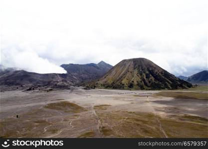 Caldera with Botok and Bromo volcanoes, Indonesia