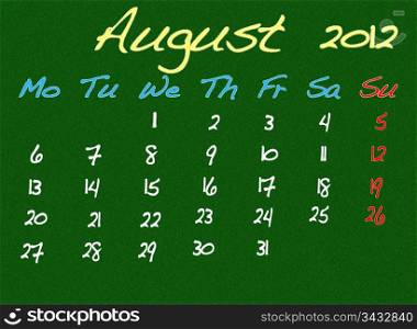 Calendar 2012, August.