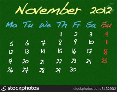 Calendar 2012, November.