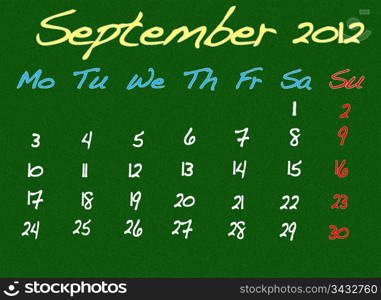 Calendar 2012, September.