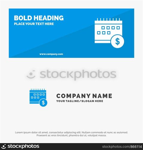 Calendar, Banking, Dollar, Money, Time, Economic SOlid Icon Website Banner and Business Logo Template