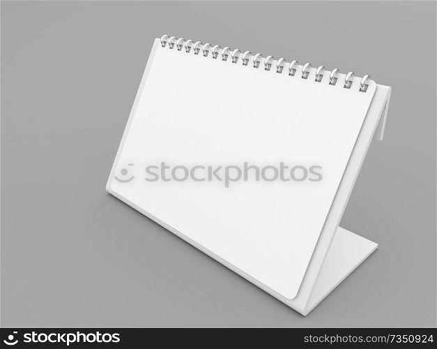 Calendar blank mockup on gray background. 3d render illustration.. Calendar blank mockup .