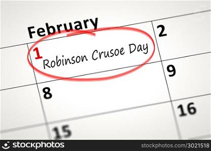 calendar detail shows the Robinson Crusoe Day at first of February