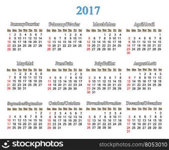 calendar for 2017 years on the white. calendar for 2017 years on the white background. Office calendar for next year