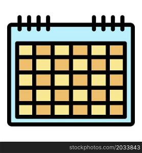 Calendar grid icon. Outline calendar grid vector icon color flat isolated. Calendar grid icon color outline vector