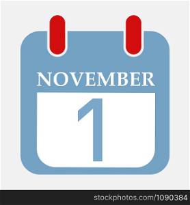 Calendar Icon November 1 Vector illustration Eps 10.. Calendar Icon November 1 Vector illustration Eps 10