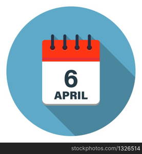 Calendar leaf icon showing days of April on blue background