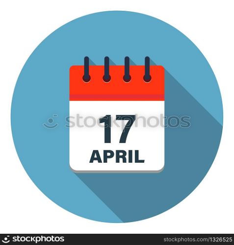 Calendar leaf icon showing days of April on blue background