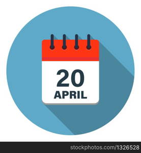 Calendar leaf icon showing days of April on blue background