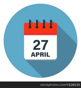 Calendar leaf icon showing days of April on blue background