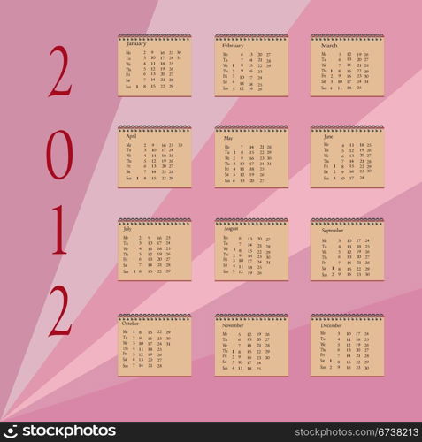 Calendar of 2012 with purple background