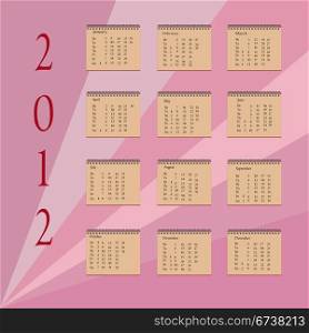 Calendar of 2012 with purple background
