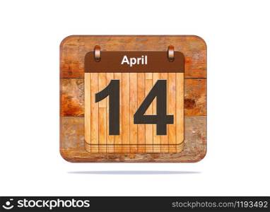Calendar with the date of April 14.