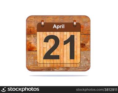 Calendar with the date of April 21.
