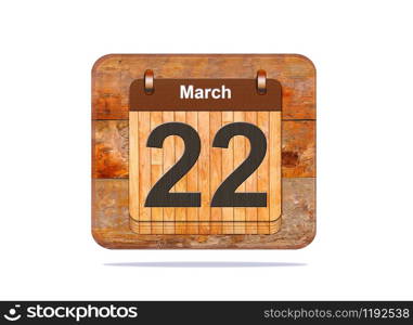 Calendar with the date of March 22.