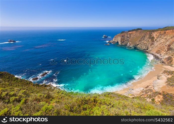 California beach near Bixby bridge in Big Sur in Monterey County along State Route 1 US
