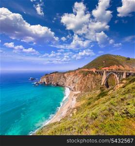 California Bixby bridge in Big Sur in Monterey County along State Route 1 US