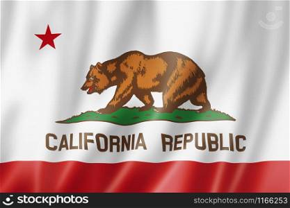 California flag, united states waving banner collection. 3D illustration. California flag, USA