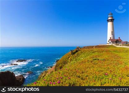 California Pigeon point Lighthouse in Cabrillo Hwy coastal highway State Route 1