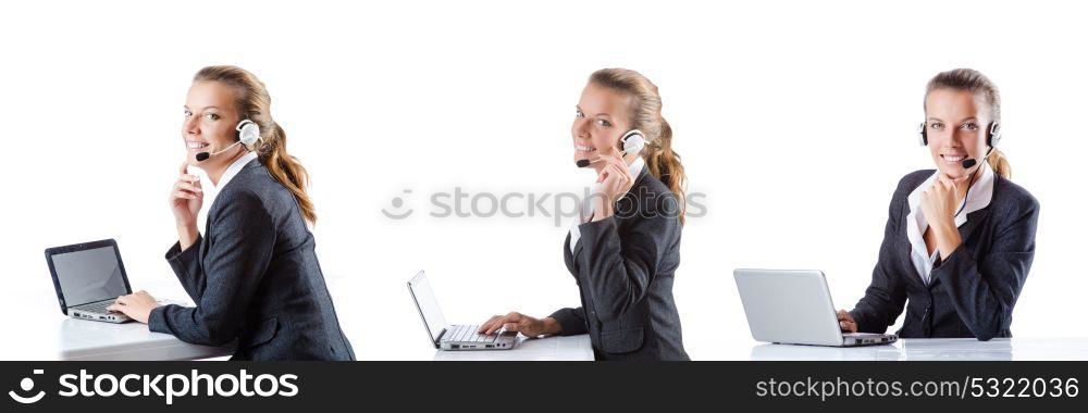 Call center assistant responding to calls