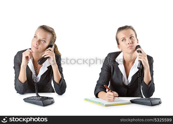 Call center assistant responding to calls