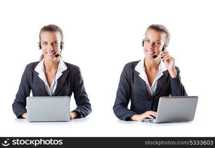 Call center assistant responding to calls