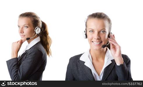 Call center assistant responding to calls