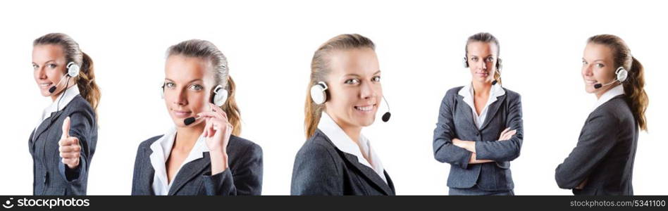 Call center assistant responding to calls