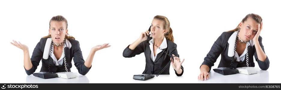 Call center assistant responding to calls